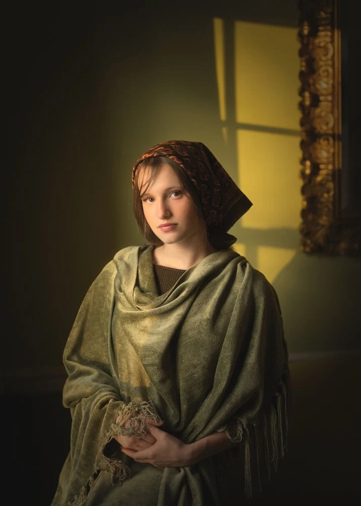 Young Woman in Green Shawl