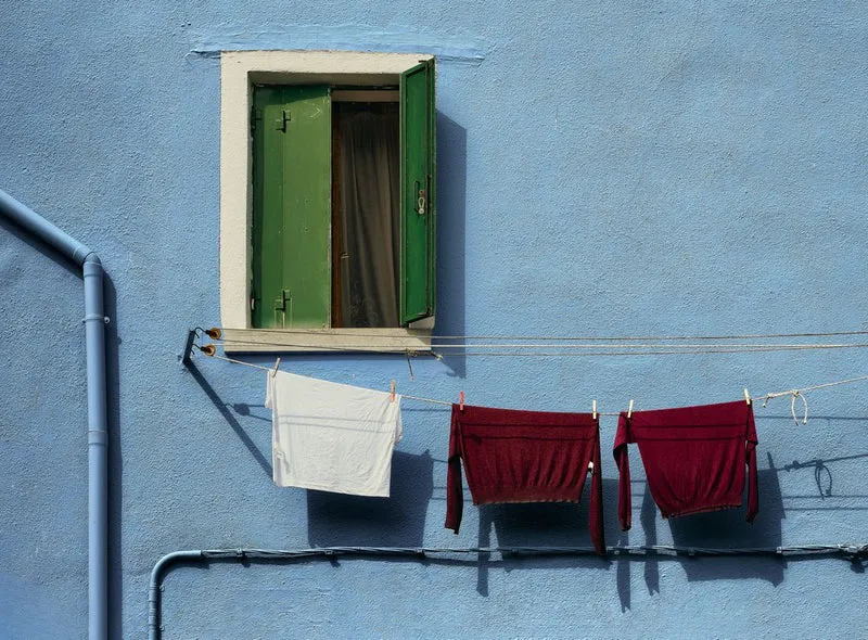 Blue Wall With Laundry