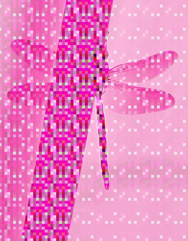 Pink Pixel Dragonfly