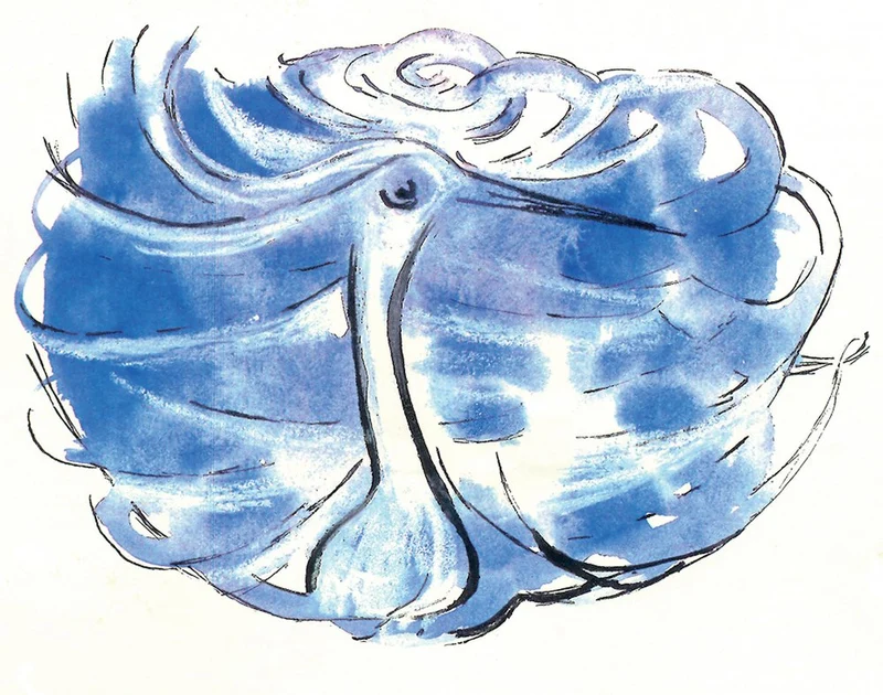 Blue Watercolor Bird