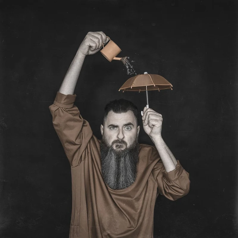 Bearded Man Indoor Rain