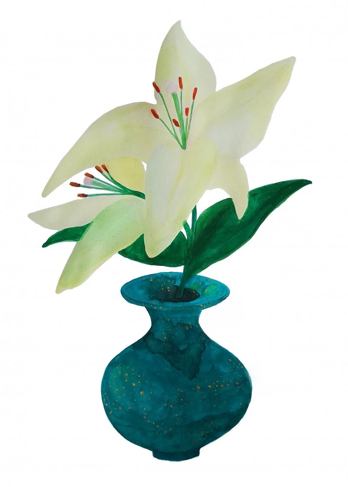 Cream Lilies Vase