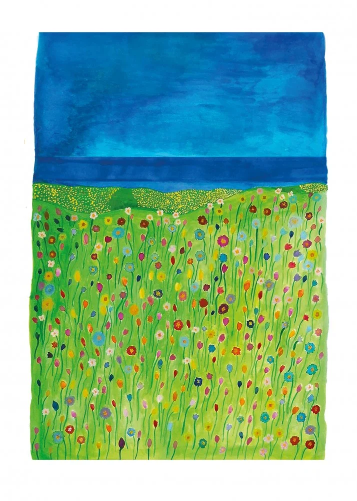 Colorful Meadow Blue Sky