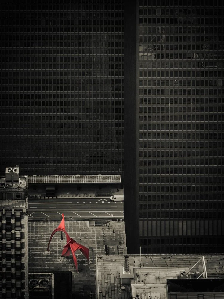 Red Sculpture Cityscape