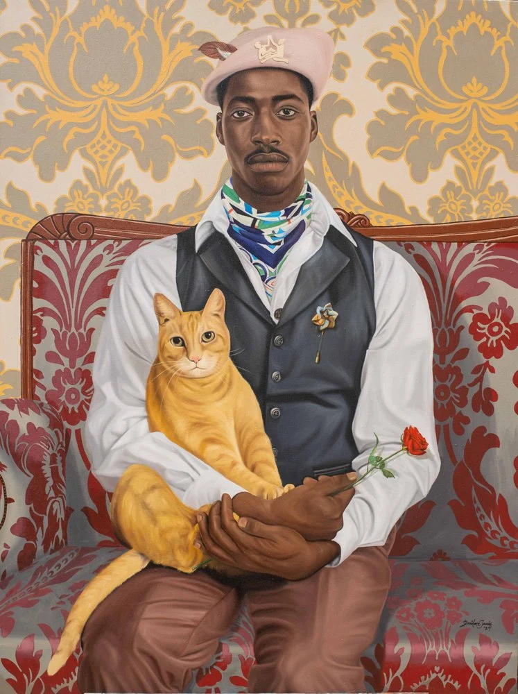 Dapper Man Orange Cat Red Rose