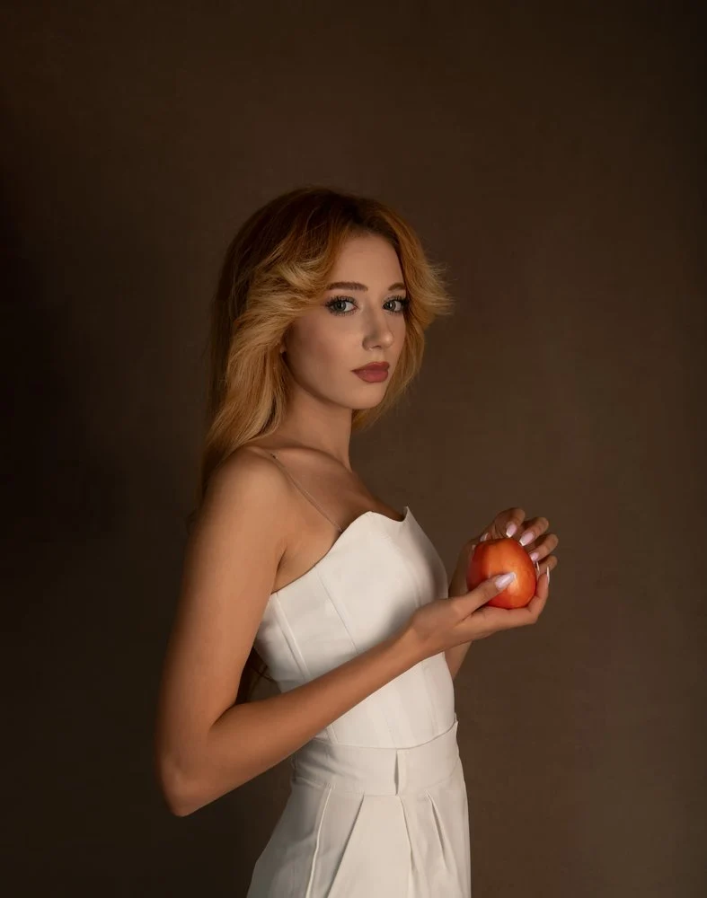 Elegant Woman Red Apple