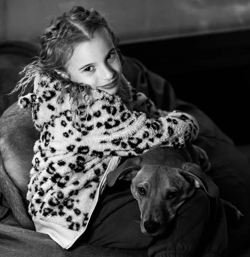 Cozy Girl and Dogs