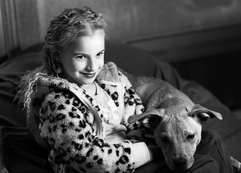 Smiling Girl and Dog