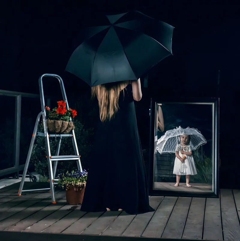 Woman Child Mirror Dream