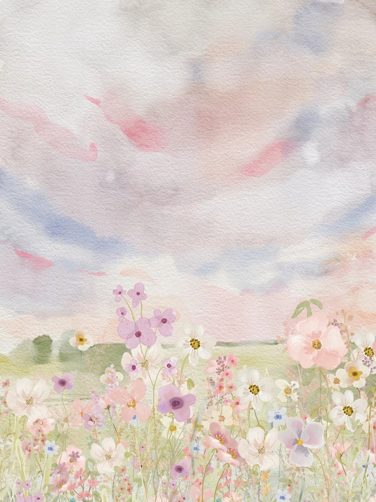 Pastel Wildflower Field