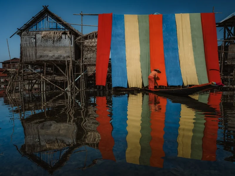 Colorful Fabric Village Reflections