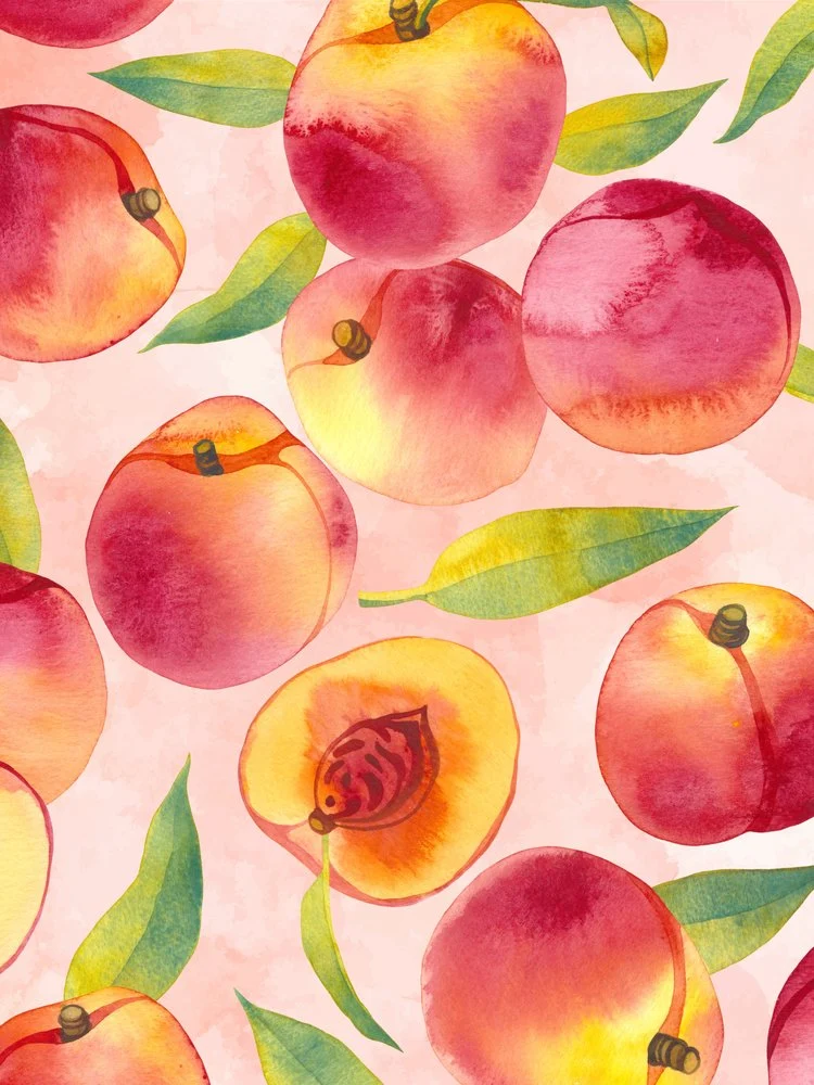 Pink Watercolor Peaches