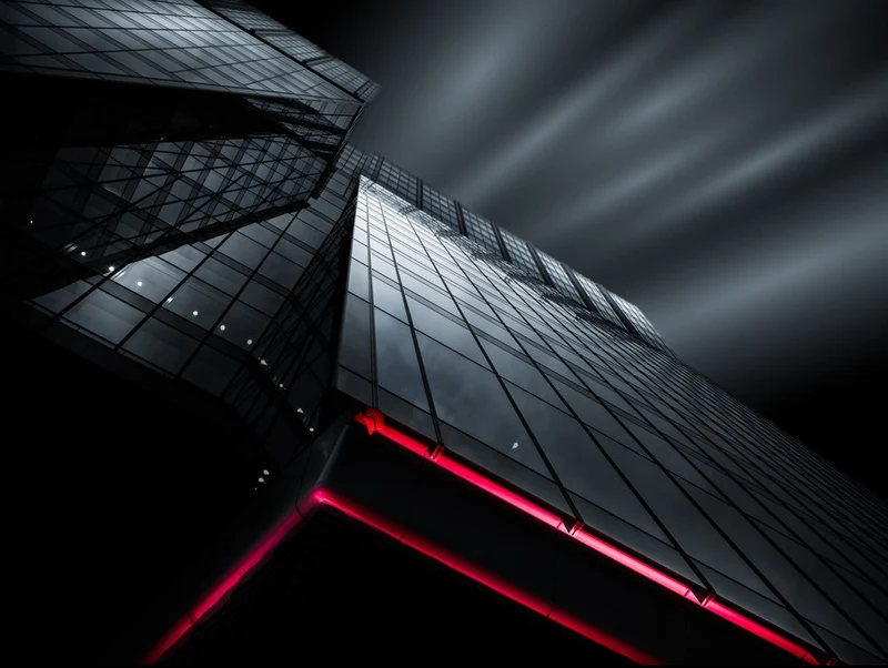 Dramatic Red Skyscraper