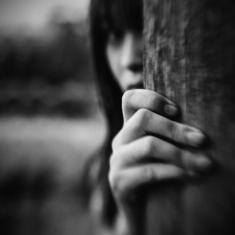Shy Girl Peeking