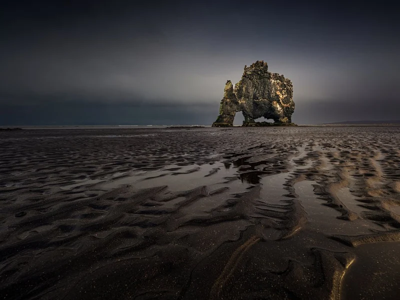 Moody Coastal Rock Arch