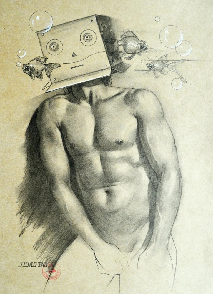 Surreal Box Head Man