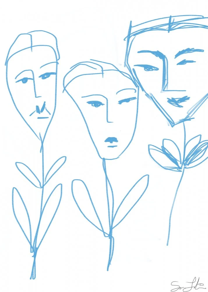 Serene Blue Faces