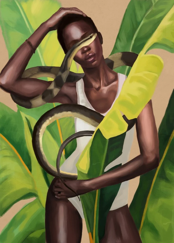 Elegant Woman Tropical Snake