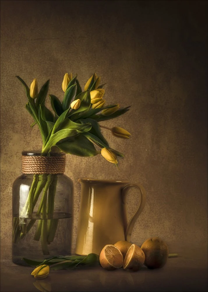 Moody Yellow Tulips