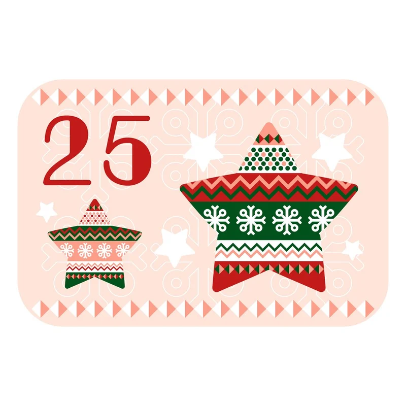 Red, Green And Pink Norwegian Advent Calendar Illustration. Stars