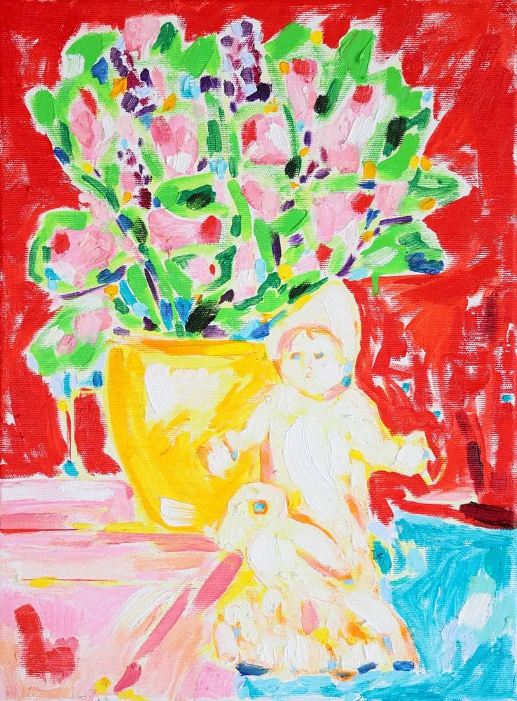 Vibrant Flowers and Doll