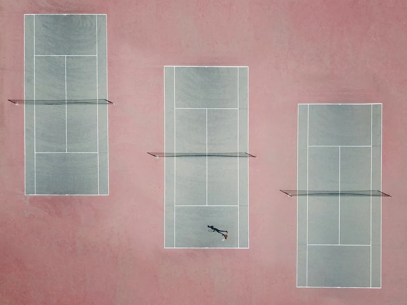 Pink Tennis Courts Overhead