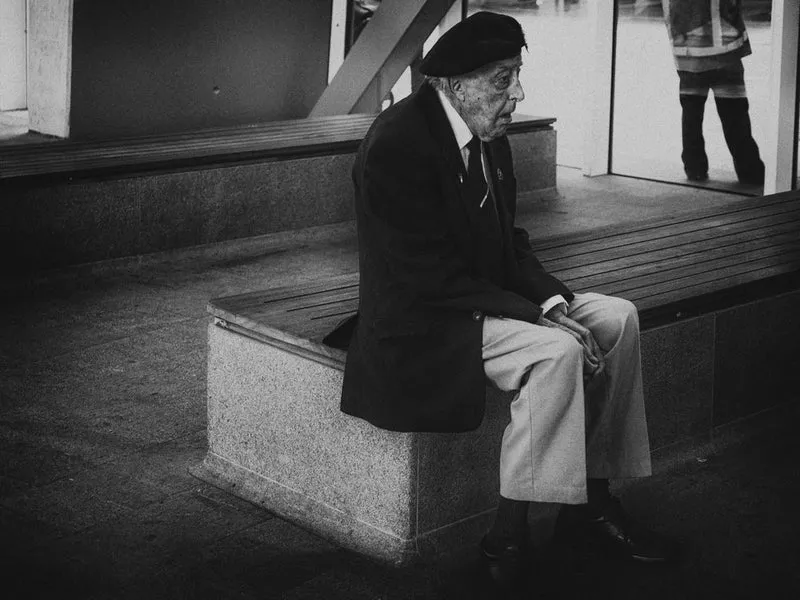 Elderly Man Pensive Moment