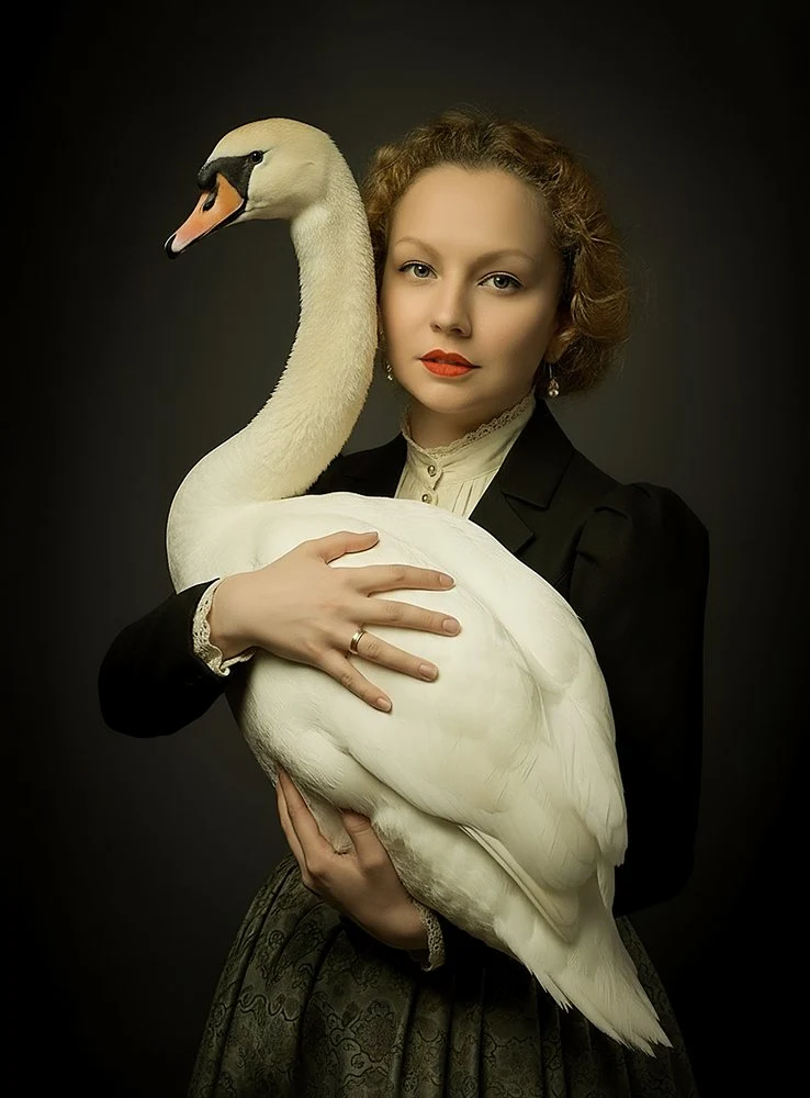 Woman and Swan Portrait