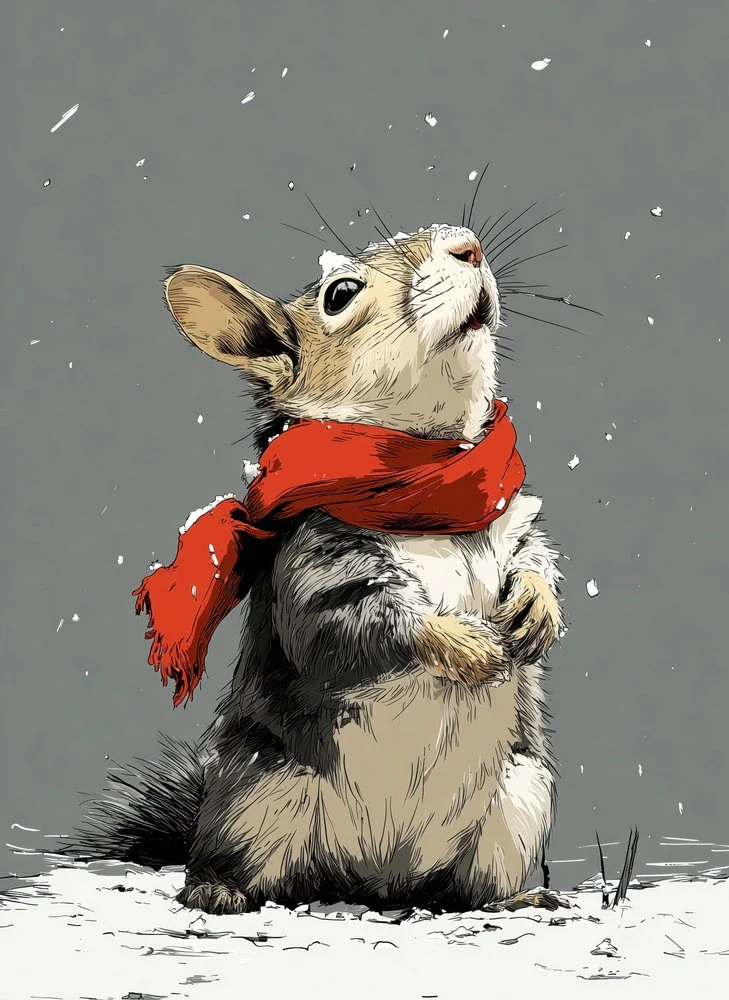 Cozy Chipmunk Snowfall