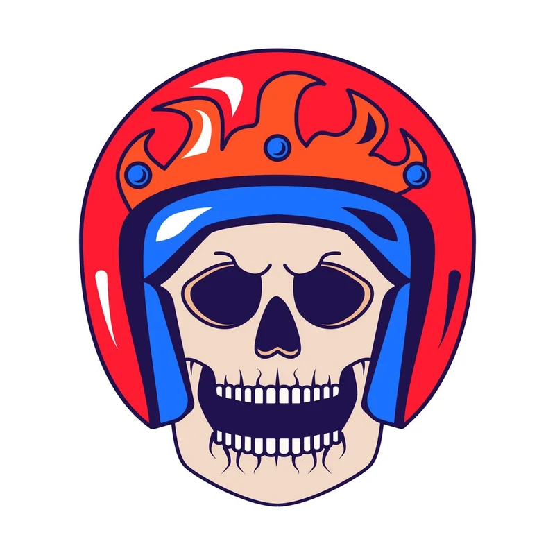 Fiery Helmet Skull