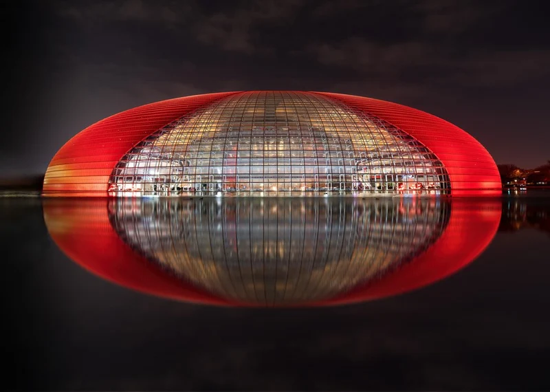 Red Dome Night Reflection
