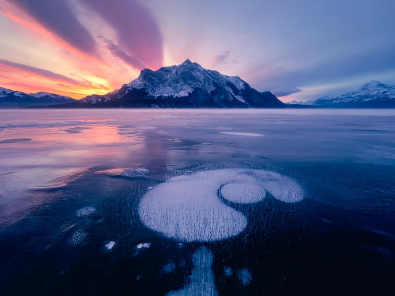 Frozen Lake Bubbles Sunrise