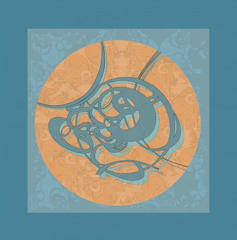 Circular on blue