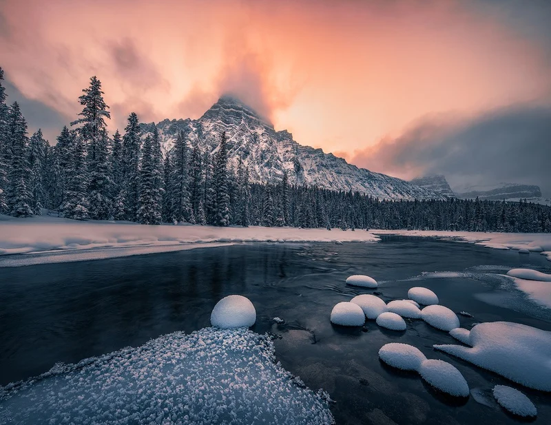 clouds at sunset which Like firing on a top of mountain