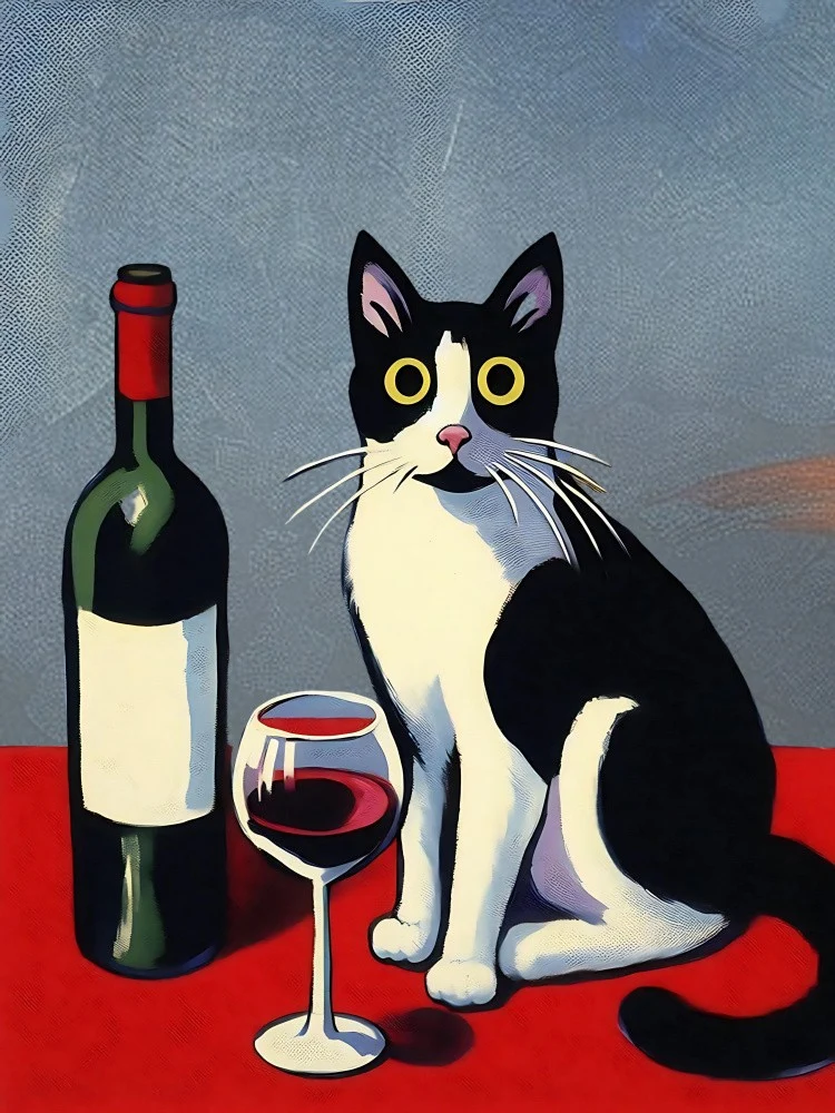 Black and White Cat On Red Table