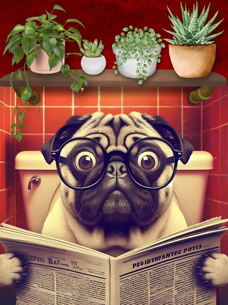 Pug On Toilet
