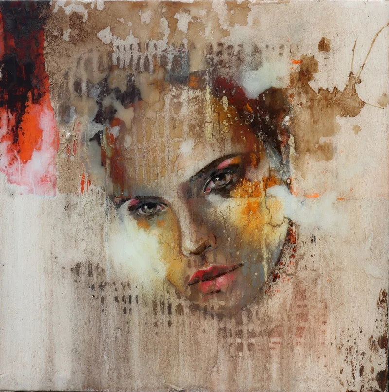 Woman's Face Blending Into A Textured Background