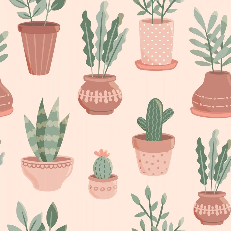 Cactus - Hauseplants Pattern - Beige