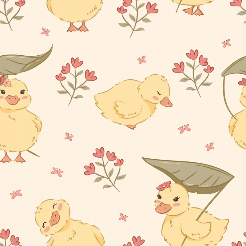 Cute Ducklings By the Lake - Beige