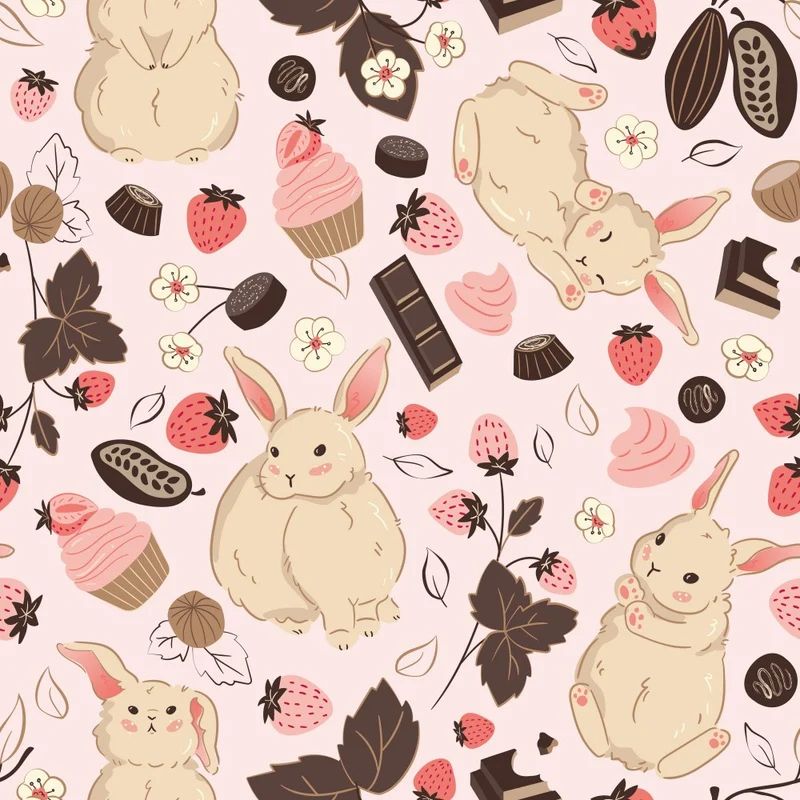 Sweet Bunnies With Strawberries and Chocolate
