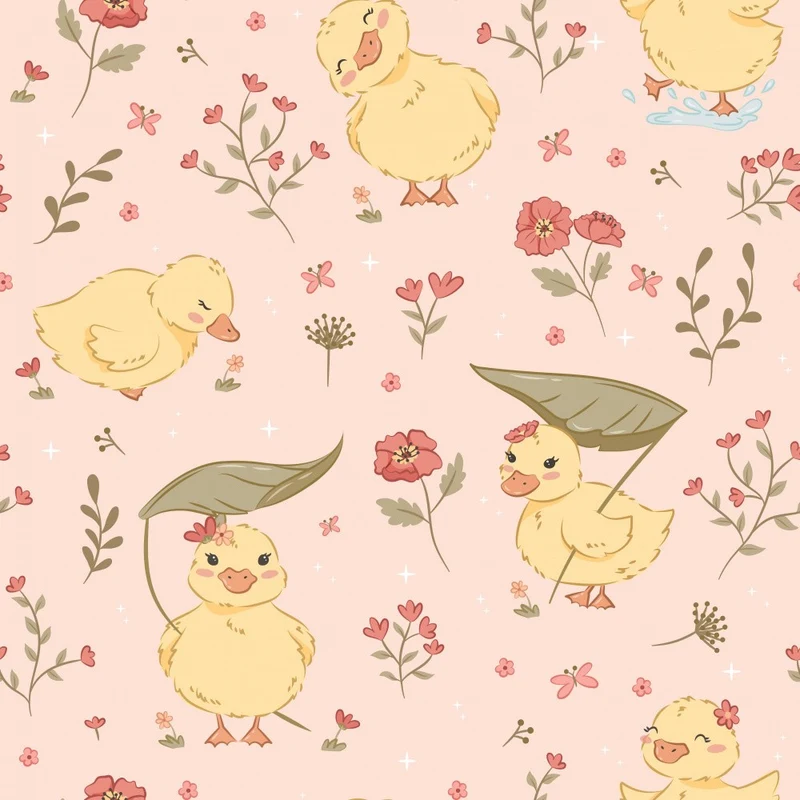 Cute Ducklings By the Lake - Pink