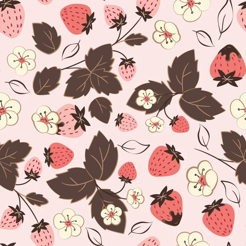 Sweet Strawberries and Flowers - Pink