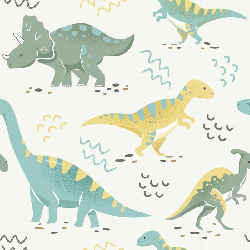 Dinosaurs In An Exotic Park With Palms - Green 02