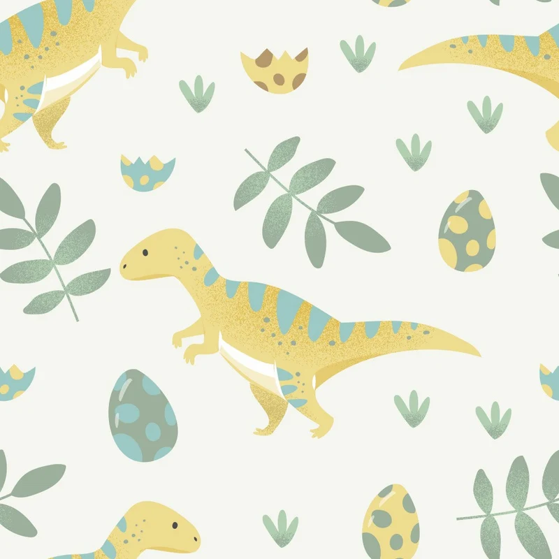Dinosaurs In An Exotic Park With Palms - Green