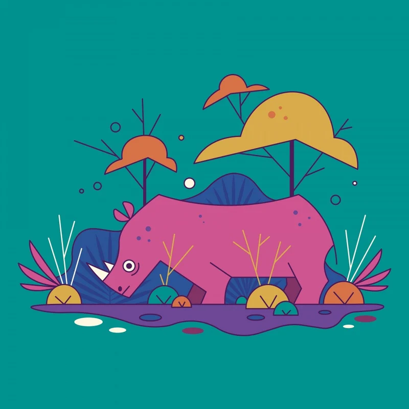Colorful Rhino Habitat