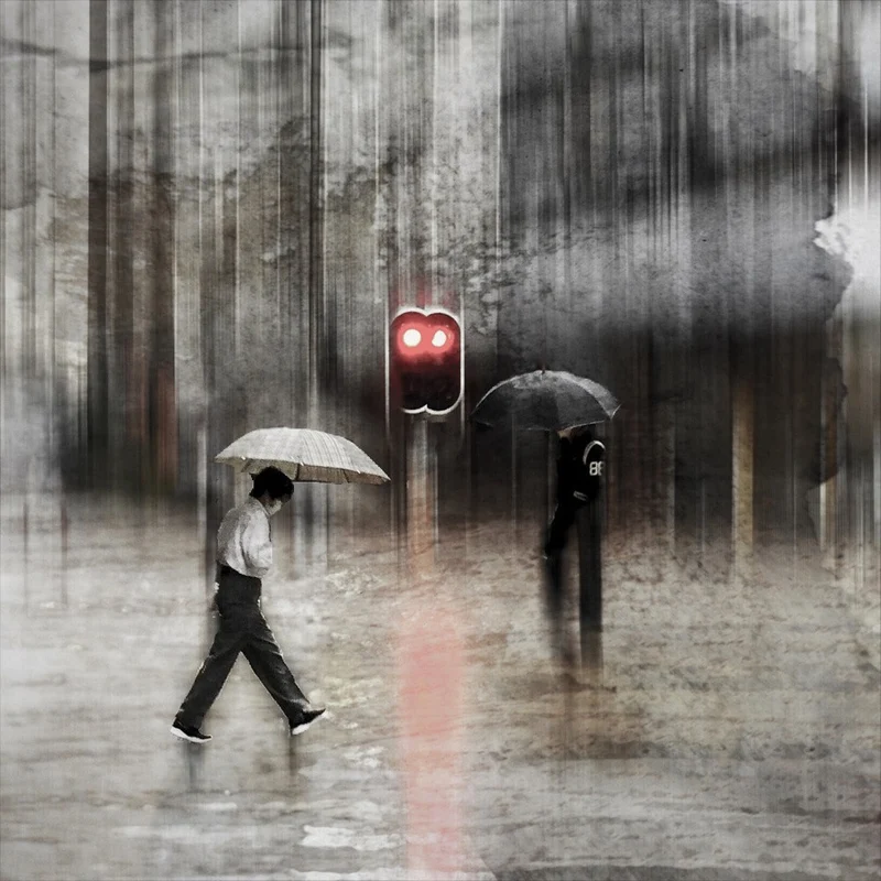 passerby in the rain