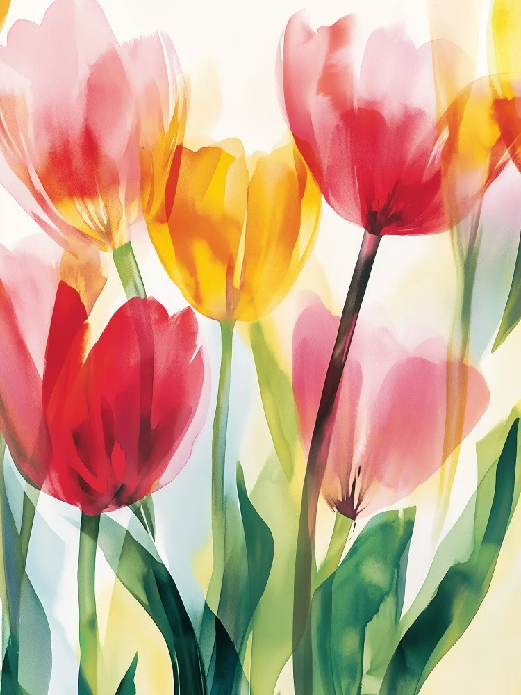 Vibrant Red And Yellow Tulips