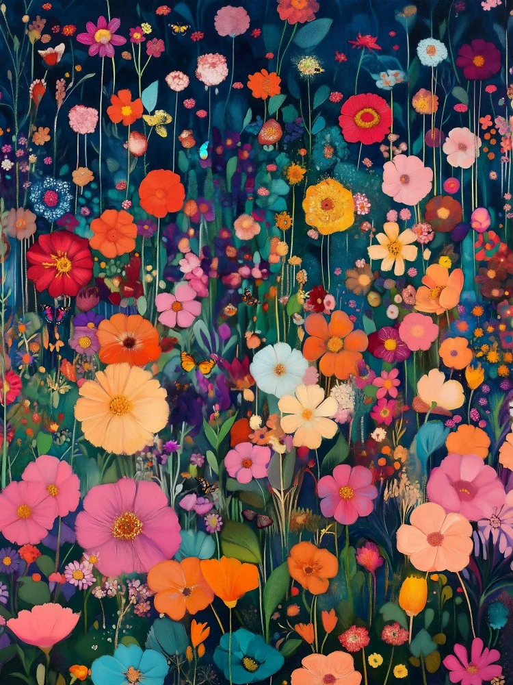 Lush Garden of Colorful Flower